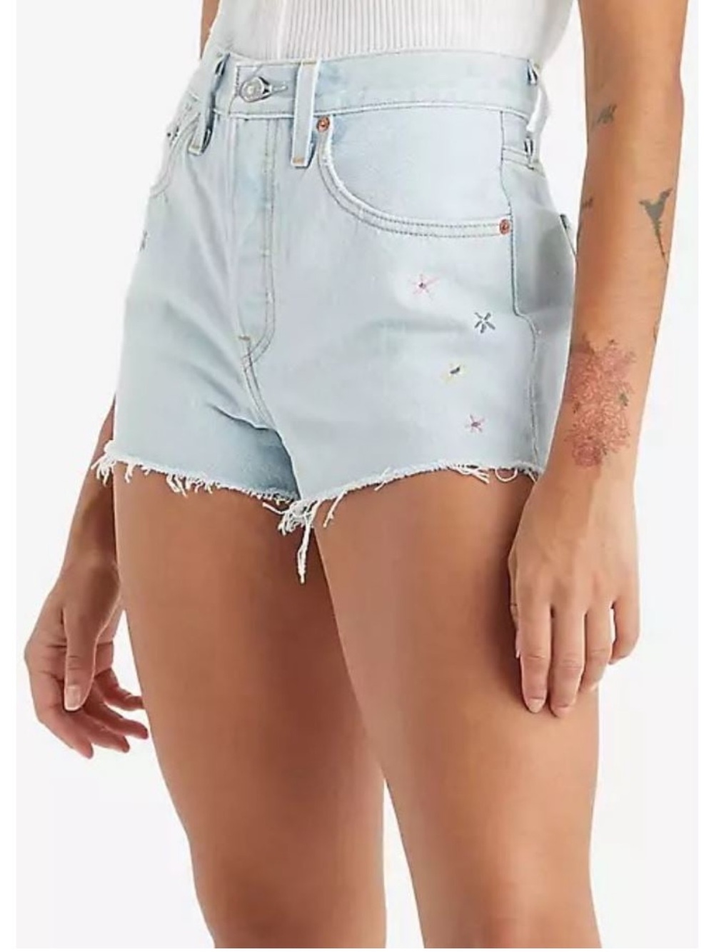 Levi Strauss & Co 501 Blossom Garden High Rise Embroidered Cutoff Shorts